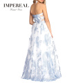 Latest Western Patterns Floral Maxi Glitter White Party Women Elegant Dress For Ladies